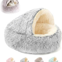 Lapcatz Nest Bed Cat Bed Round Plush Fluffy Hooded