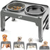 Adjustable Heights Ergonomic Dog Feeder with Slow Feeder & Water Bowl