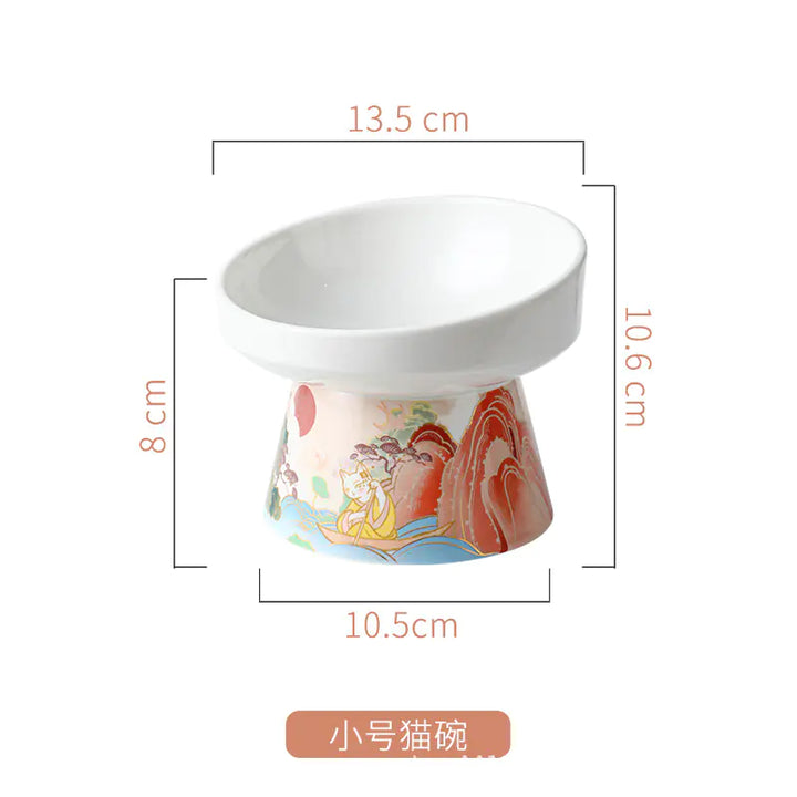 Elegant Anti-Spill Ceramic Cat Bowls