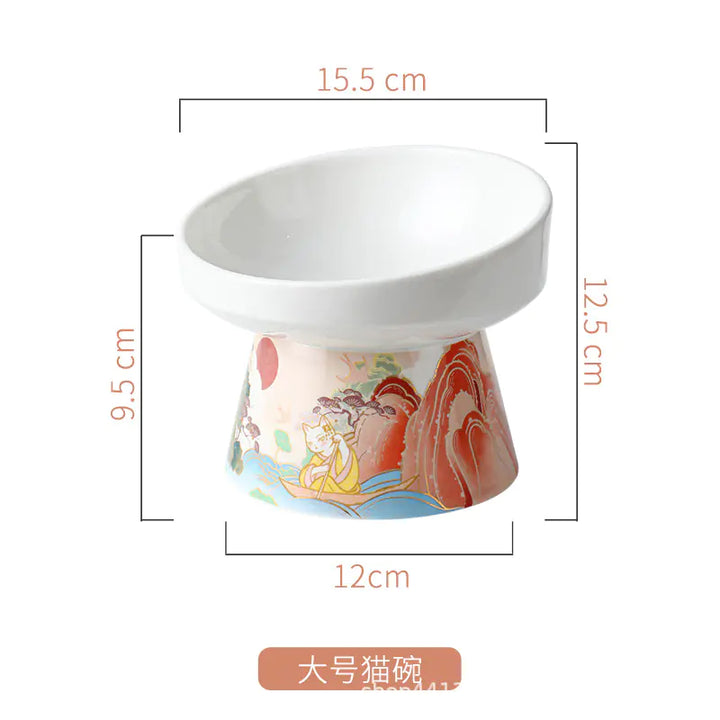 Elegant Anti-Spill Ceramic Cat Bowls