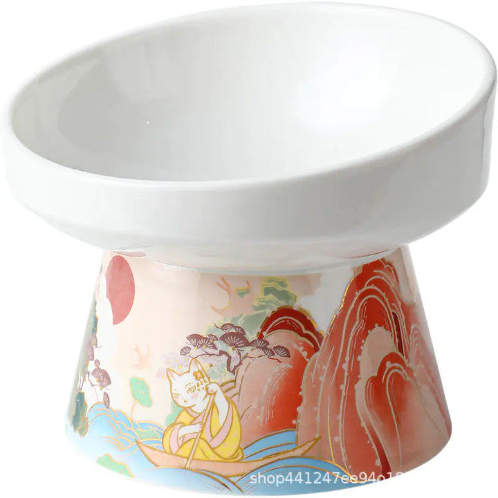 Elegant Anti-Spill Ceramic Cat Bowls