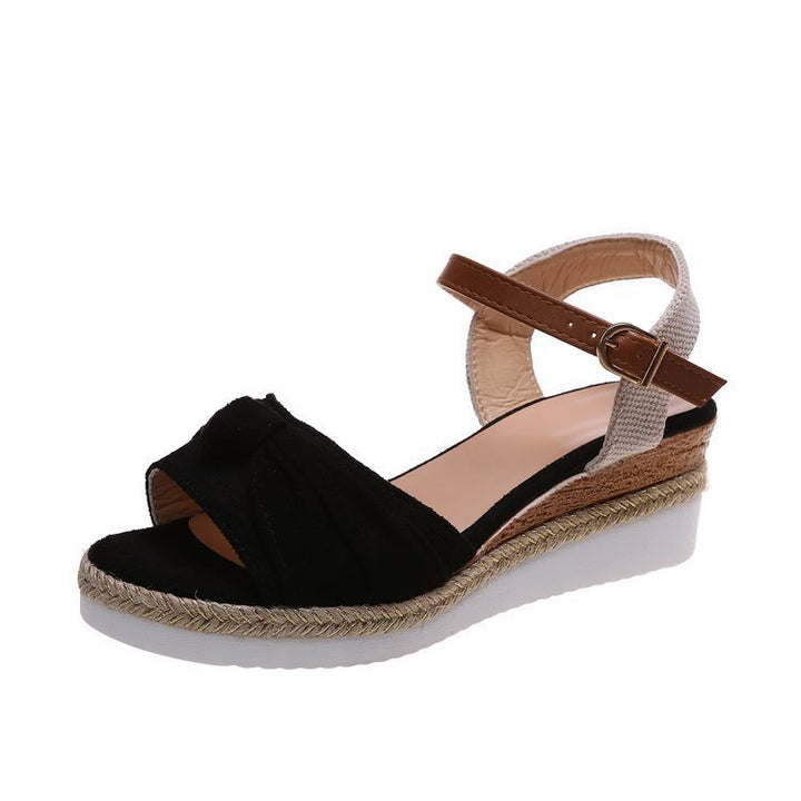 Bow Shoes Women's Wedges Sandals Summer Platform Bowknot Buckle Daily Beach Shoes