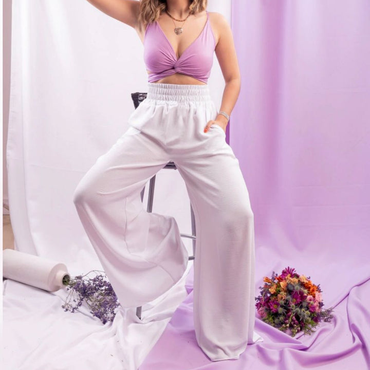 Désir Linen Trousers - Pantalona Model with Pockets and Elastane Coz
